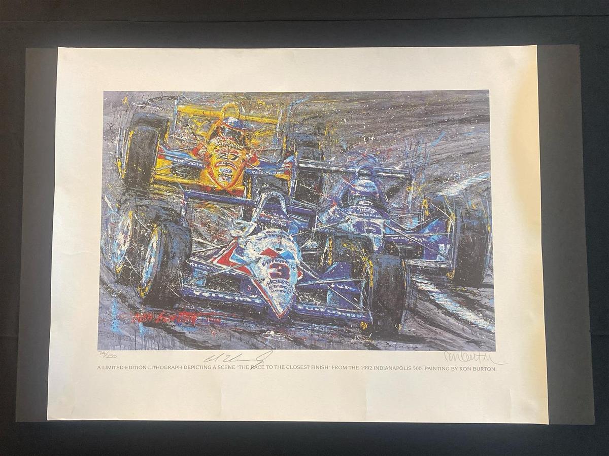 1992 AL UNSER JR. SIGNED INDY 500 WIN PRINT