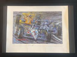 1992 AL UNSER JR. SIGNED INDY 500 WIN PRINT