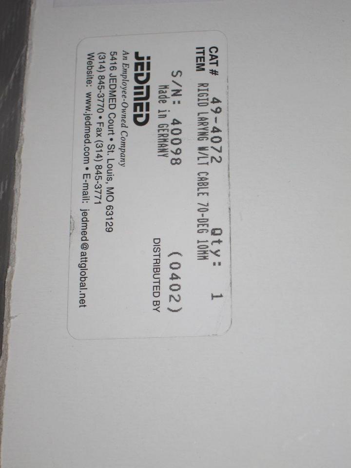 JEDMED 327 820 702 Endostrobo Cam w/ Laryngoscope, Video Printer, Foot Switches, Display Monitor