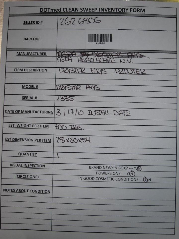 AGFA HEALTHCARE N.V. Axys Dry Camera