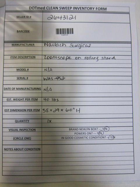 WALLACH SURGICAL ZoomScope Colposcope