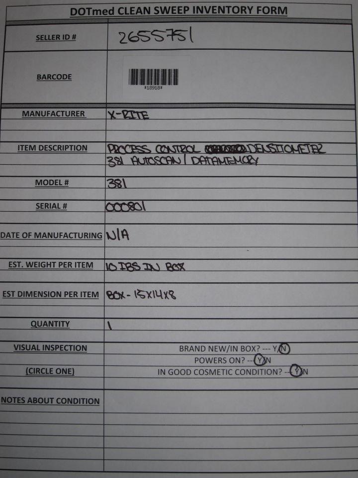 X-RITE 381 Process Control Densitometer Autoscan/Datamemory