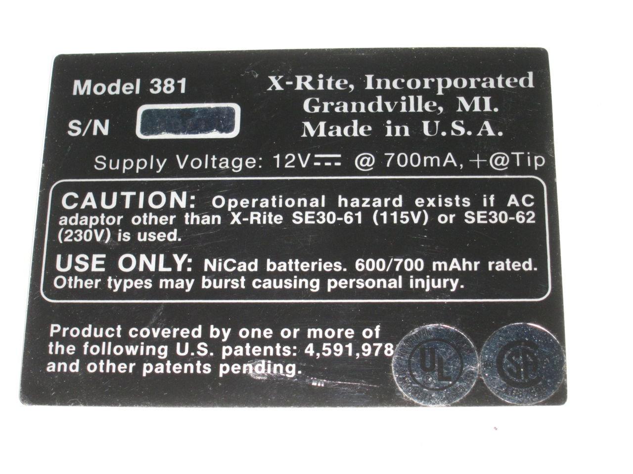 X-RITE 381 Process Control Densitometer Autoscan/Datamemory