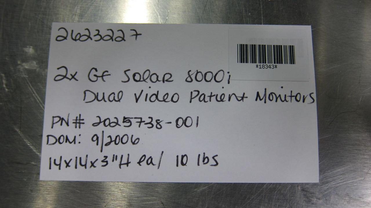 GE Solar 8000i Dual Video  - Lot of 2 Monitor