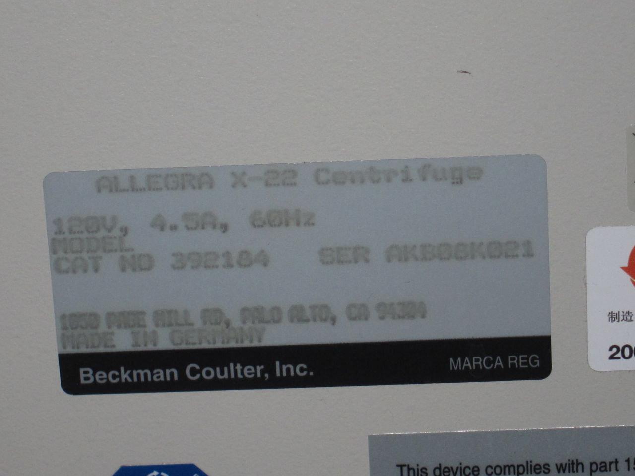 BECKMAN-COULTER Allegra X-22 Centrifuge