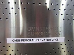 OMNI-TRACT SURGICAL Various Femoral Elevators in Tray - Lot of 5