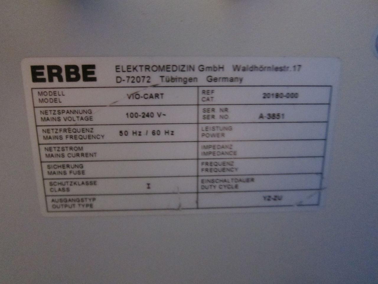 ERBE Vio-Cart Rolling Cart w/ Cables - Lot of 3 Electrosurgical Unit