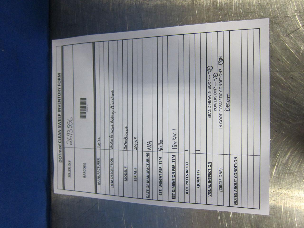 LEICA 2030 Biocut Microtome