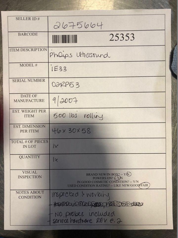 PHILIPS iE33 Ultrasound System
