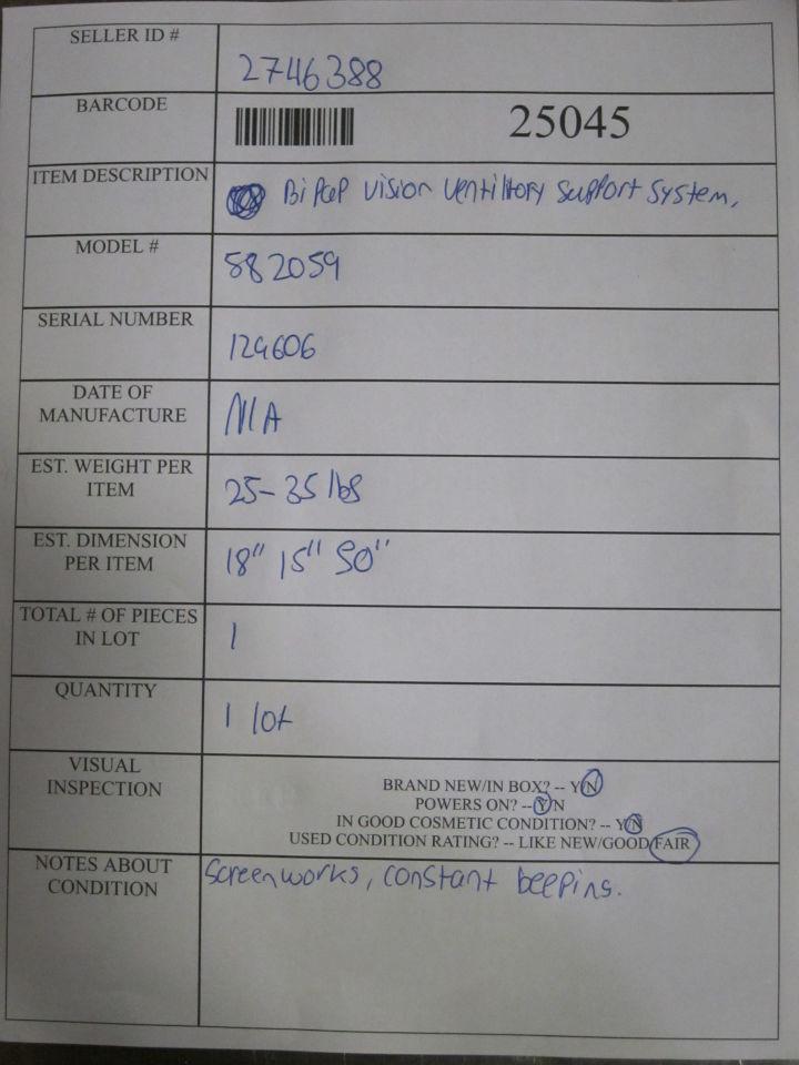 RESPIRONICS BiPap Vision Ventilator