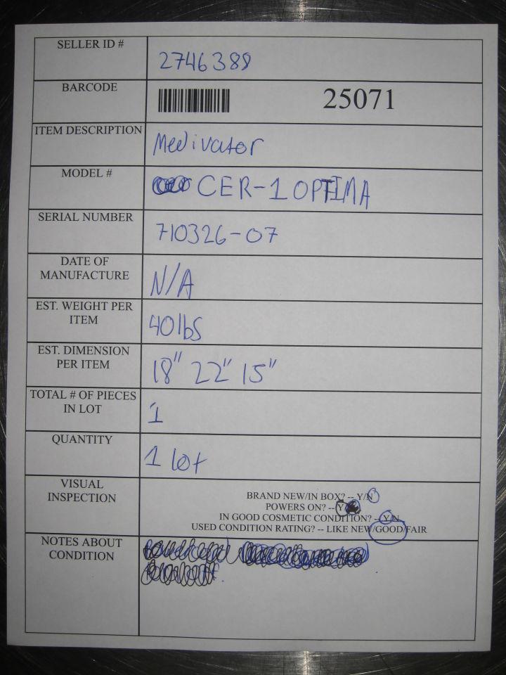 MEDIVATORS CER-1 Optima Washer / Disinfector