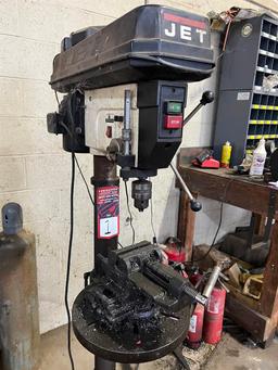 JET JDP-17MF Drill Press, s/n D2-3010589, 13" Dia Table, w/ 5" Drill Press Vise