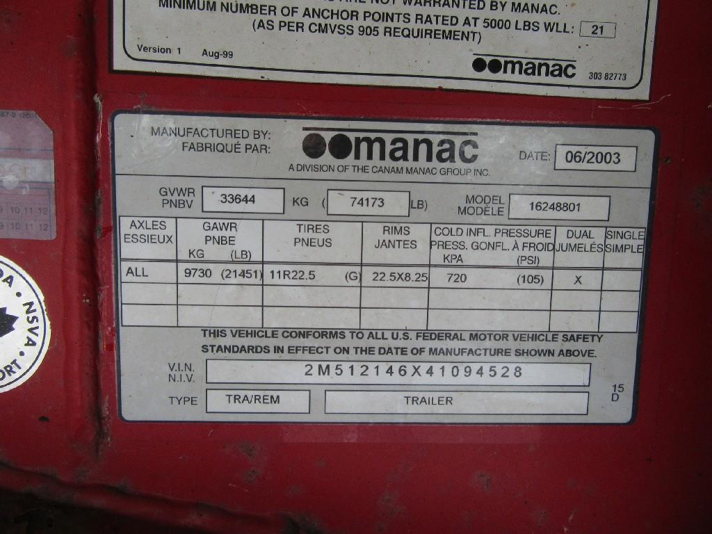 2004 Manac  Flat trailer