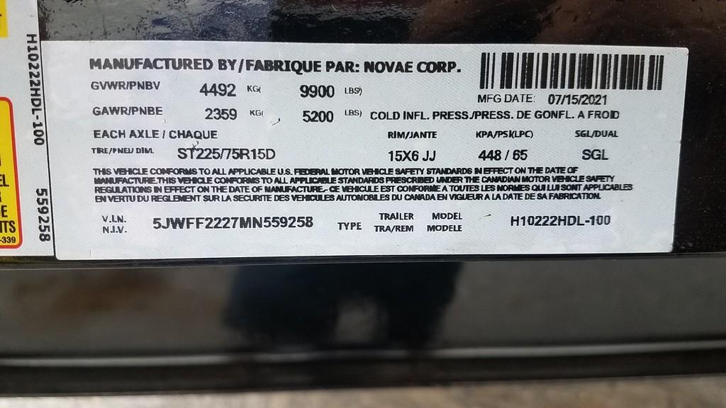 2021 H&H H10222HDL-100 Trailer 'Title'