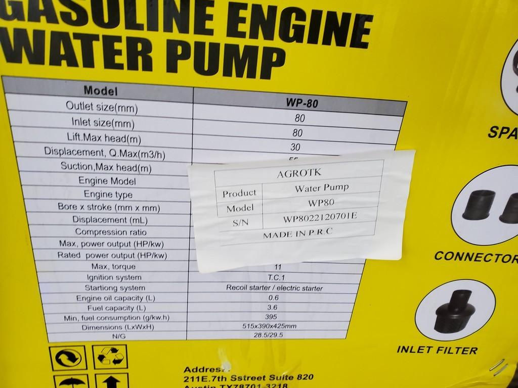 Agrotk WP80 Water Pump 'NEW'