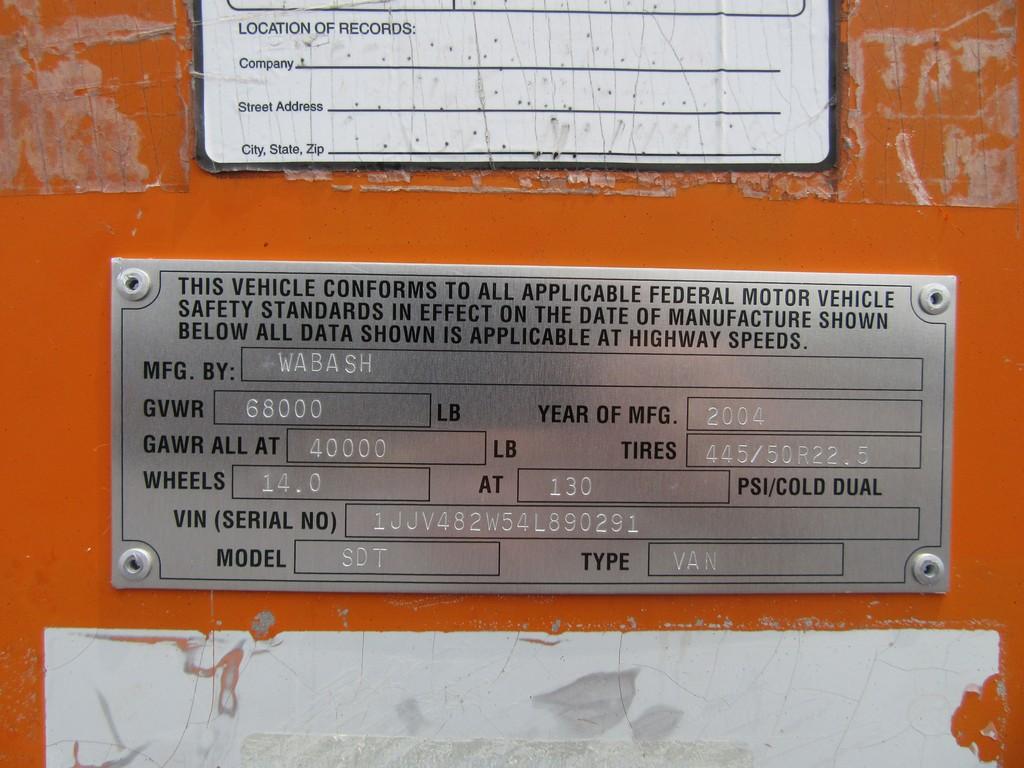 2004 Wabash 48' x 102" Van Trailer