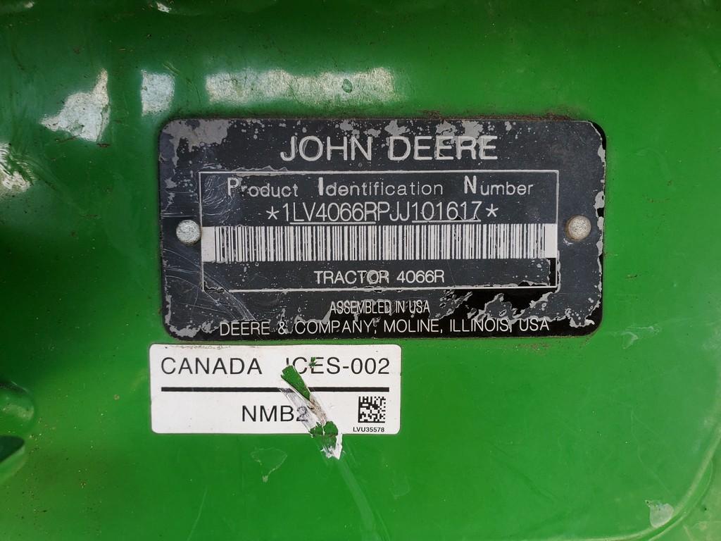 2018 John Deere 4066R Compact Loader Tractor 'ELITE'