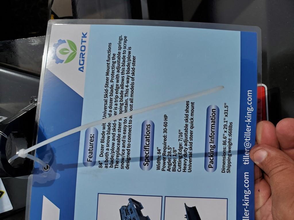 Agrotk  Skid Steer Angle Blade 'NEW'