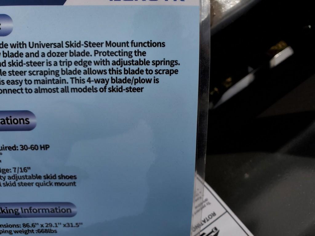 Agrotk  Skid Steer Angle Blade 'NEW'