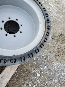 Solid Skid Steer Tires On Wheels   'Set of 4'
