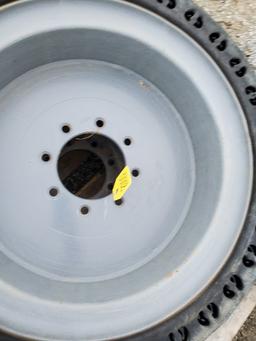 Solid Skid Steer Tires On Wheels   'Set of 4'
