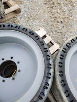 Solid Skid Steer Tires On Wheels   'Set of 4'