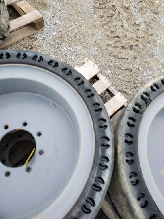 Solid Skid Steer Tires On Wheels   'Set of 4'