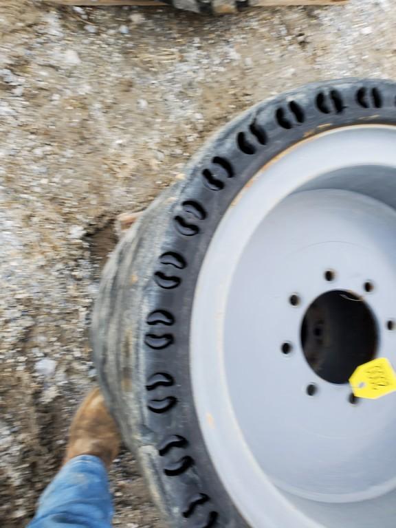 Solid Skid Steer Tires On Wheels   'Set of 4'