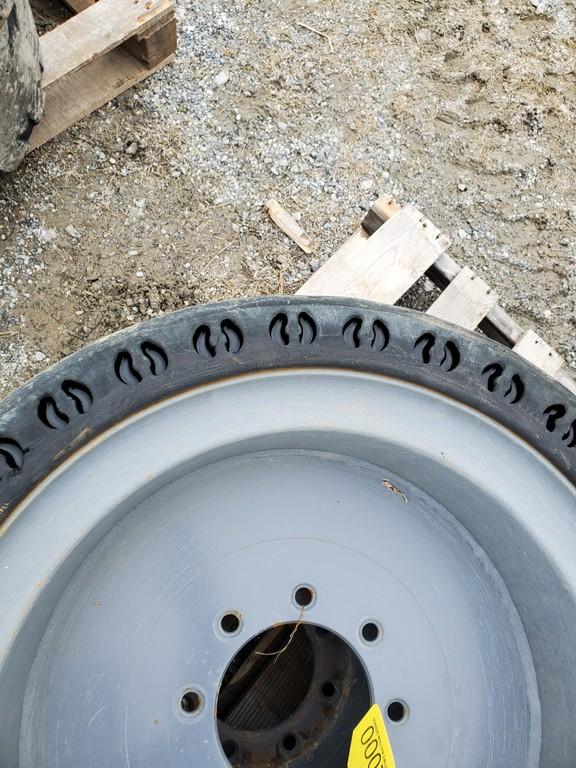 Solid Skid Steer Tires On Wheels   'Set of 4'
