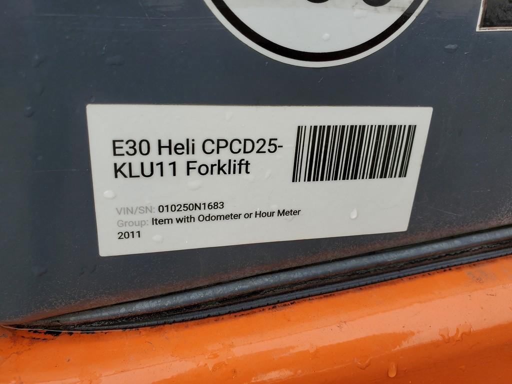 2011 Heli CPCD25-KU11 Forklift 'Runs & Operates'