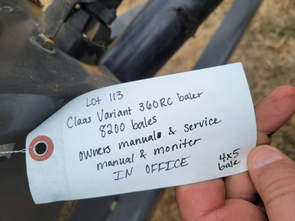 Claas Variant 360RC Round Baler 'Monitor in the Office, Manual in the Office, '