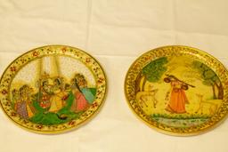4 Painted Stone Plates