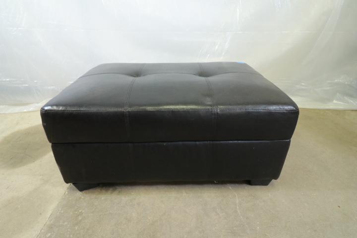 Black Leather Ottoman with Storage