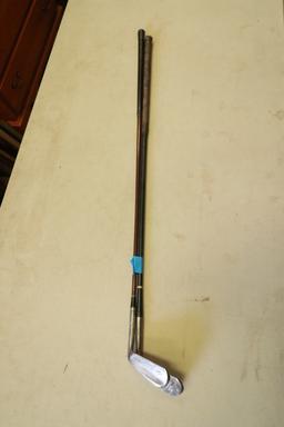 2 Antique Wooden Shaft Golf Clubs