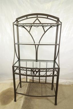 Metal Bakers / Winw Rack With Glass Shelves