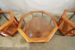 Glass Top Coffee Table with 2 End Tables