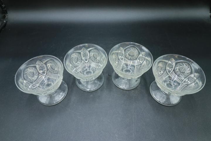 4 Thistle Pattern Pressed Glass Sherbets