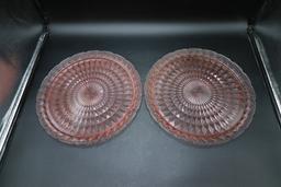 2 Pink Depression Glass Trays