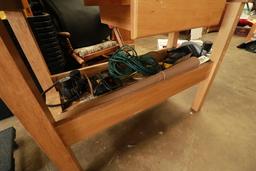 Wooden Work Bench with Contents