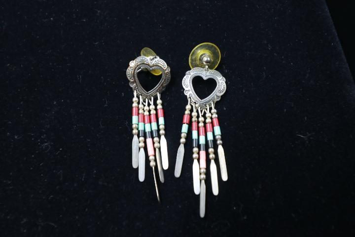 Pair of Native American Style Sterling Silver Earrings