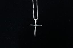 Sterling Silver Box Chain with Cross Pendant