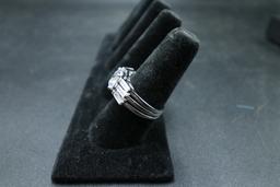 Sterling Silver Wedding Ring Set with CZ's