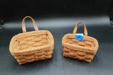 2 Longaberger Basket With Leather Hangers