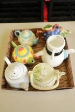 Box of Assorted Tea Pots