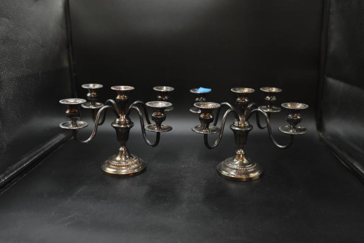 Pair of Silver Plated Candlabras