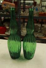 Pair of Green Glass Vases