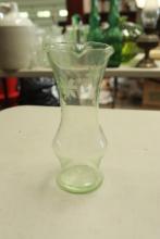 Etched Uranium Glass Vase