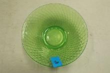 Uranium Glass Bowl with Diamond Block Pattern