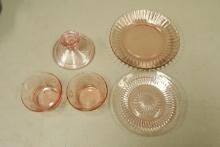5 Pink Depression Glass Pieces