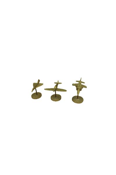 3 Brass Airplane Figurines
